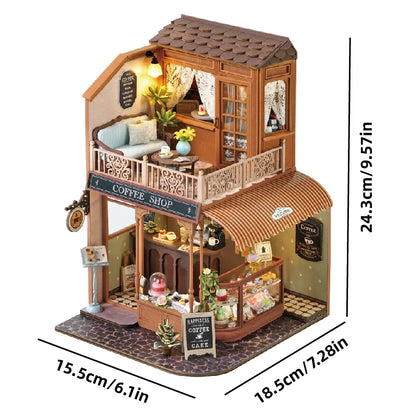 Handmade Wooden Miniature Doll House Kit 3D Puzzle Assembled Building Model Kit With LED Light DollHouses Toy For Christmas Gift