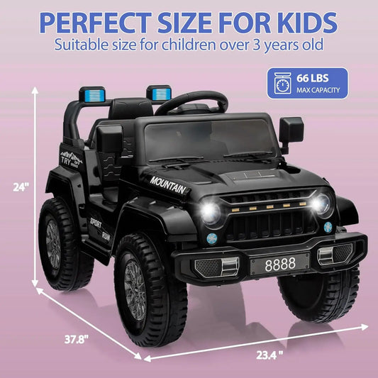 12V Children's Electric Car, Car with 2.4 G Remote Control, Children's Electric Car with Bluetooth, Music, Horns and Headlights