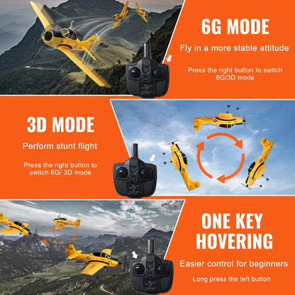 VEVOR RC Plane 2.4G 4CH Remote Control Airplane with 6-Axis Gyro Stabilizer Aircraft Toy RC Glider for Kids Beginners Boys Gifts