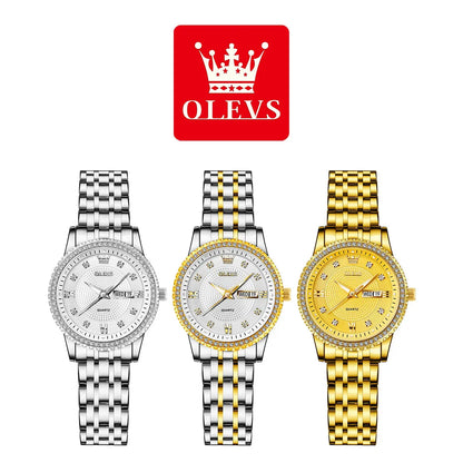 OLEVS Luxury Quartz Watch for Women Stainless Steel Elegant Women's Watches Luminous Waterproof Original Fashion Lady Wristwatch