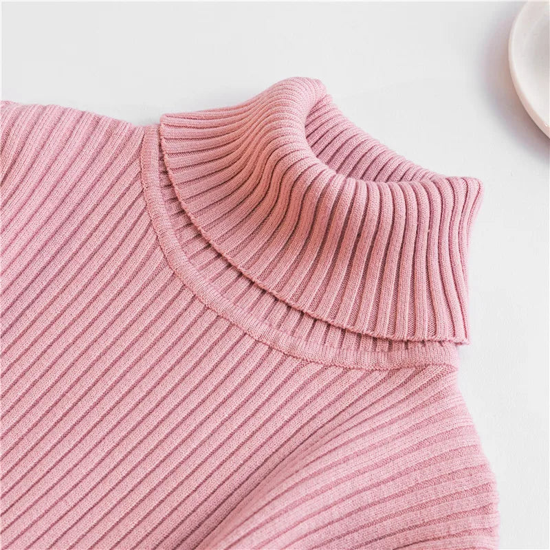 Autumn Winter Women Knit Solid Turtleneck Pull Sweater Casual Rib Jumper Tops Female Home Pullover Y2K Clothing 2025