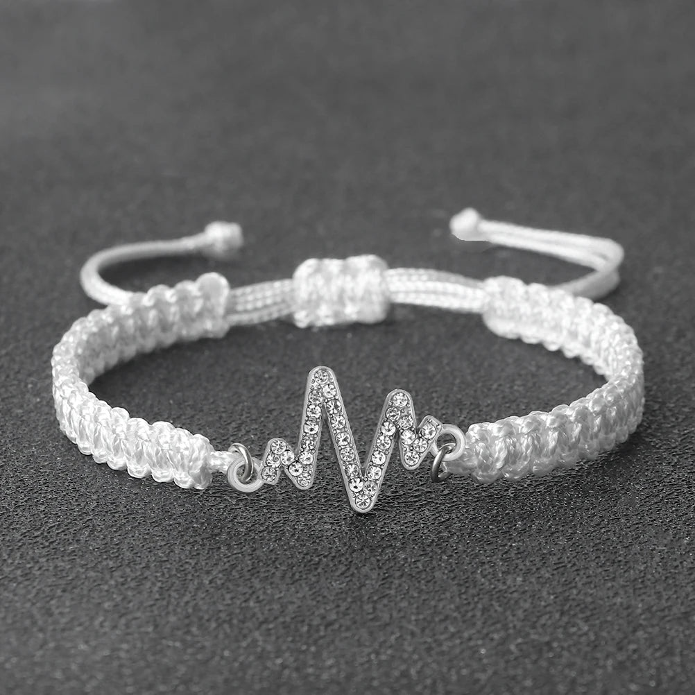 Romantic Cardiac signal Metal Thread Bracelet Red Black Couple Bangles Chain Pulsera Jewelry Gift for Friend
