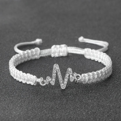 Romantic Cardiac signal Metal Thread Bracelet Red Black Couple Bangles Chain Pulsera Jewelry Gift for Friend