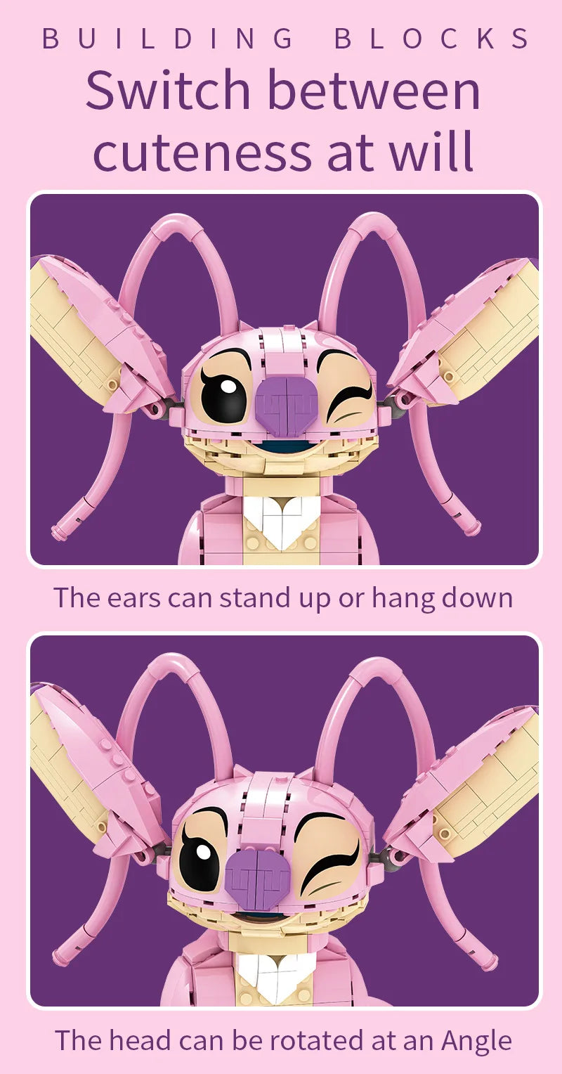 Disney Stitch Angel CP Building Blocks 2025-Large Piece Cartoon Toys Moving Ears Kids Assembly Birthday Gift for Boys Girls