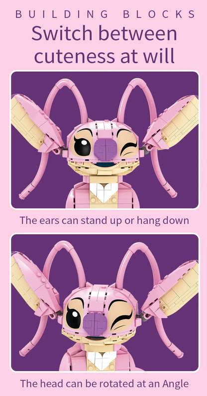 Disney Stitch Angel CP Building Blocks 2025-Large Piece Cartoon Toys Moving Ears Kids Assembly Birthday Gift for Boys Girls