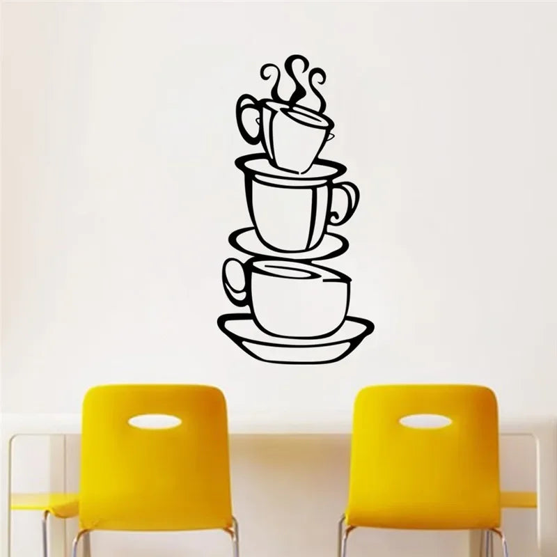 wall stickers home decor Removable DIY Kitchen Decor Coffee House Cup Decals Vinyl Wall Sticker muurstickers pegatinas de pared