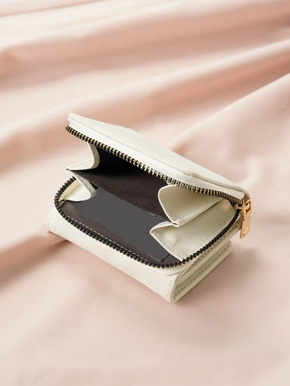 1pc Ladies' Short Wallet Suitable For Work & Business ID Card Credit Card For Christmas Gift For Young Girls Women White-Collar