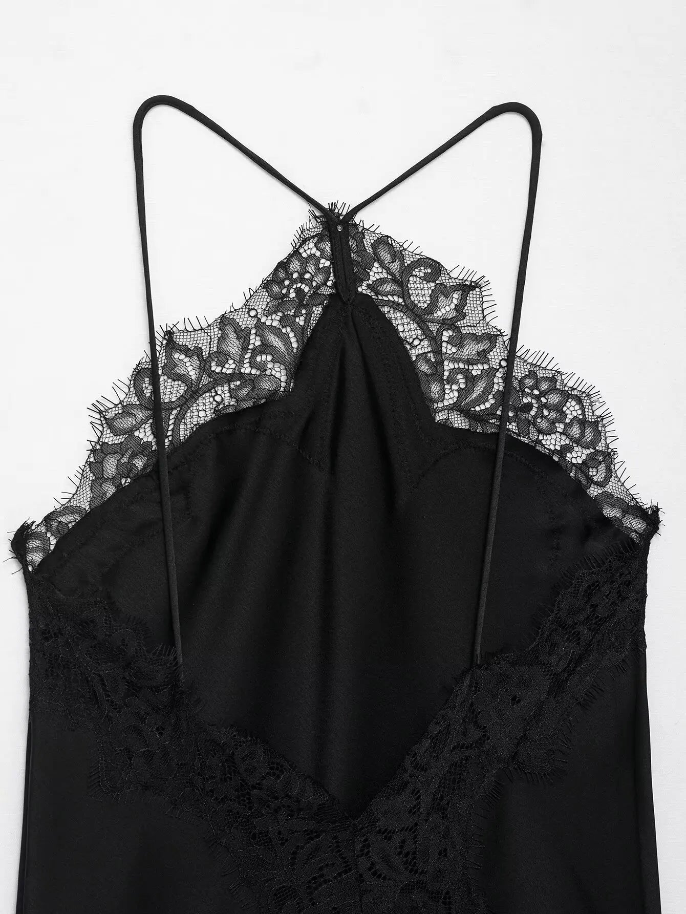 2025 Sexy Lace Spliced Sling Dresses For Women Elegant Sleeveless Backless Irregular Hem Dress Lady Chic Holiday Party Wear