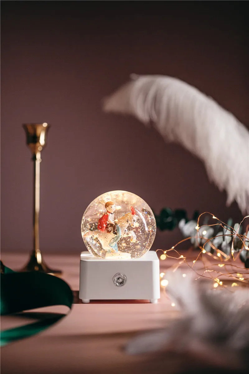 Unicorn Crystal Ball Music Box Snow Globe Night Lamp Birthday Gift for Girls Children Christmas Gift Music Crafts with Snowflake