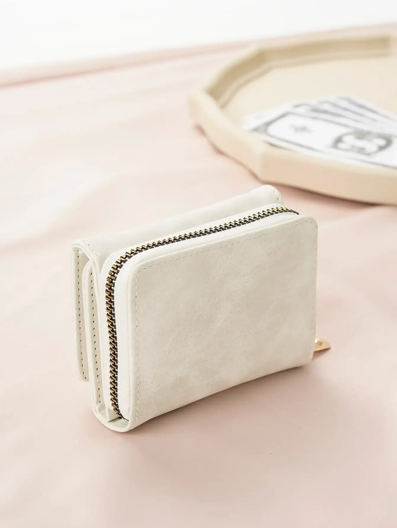 1pc Ladies' Short Wallet Suitable For Work & Business ID Card Credit Card For Christmas Gift For Young Girls Women White-Collar