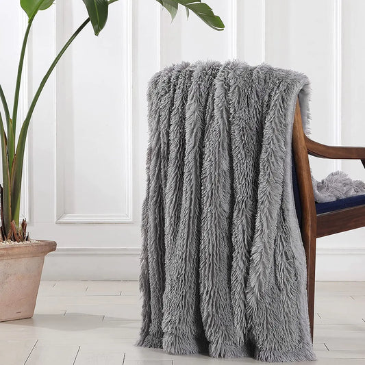Thickened Fluffy Blanket Warm Spring Bedspread on the bed Stitch plaid sofa cover Double side blankets and throws for Home decor
