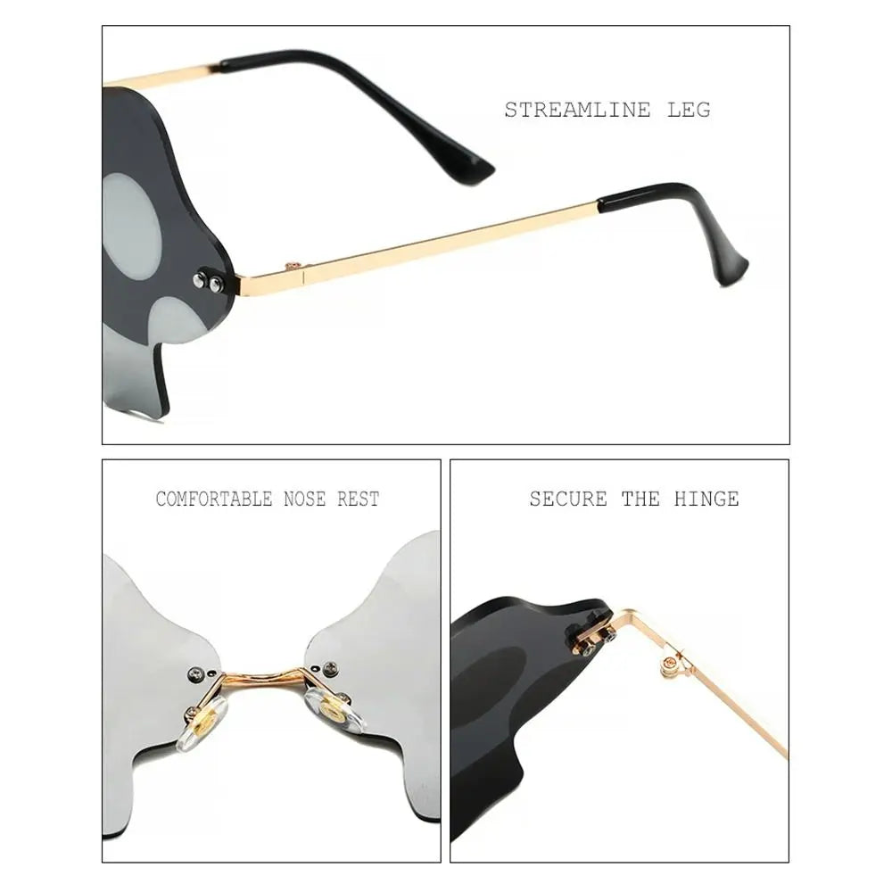 Mushroom Shape Sunglasses Irregular Rimless Sun Glasses Trendy Fun Sunglasses for Women Men Halloween Party Cosplay Eyewear