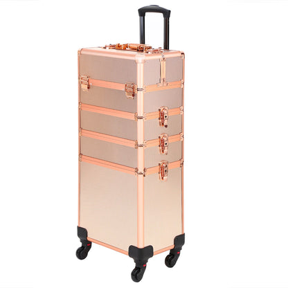 4 in 1 Trolley Make Up Case Cosmetic Nail Hairdressing Beauty Vanity Trolley Rolling Train Case Large Capacity Luggage Bag