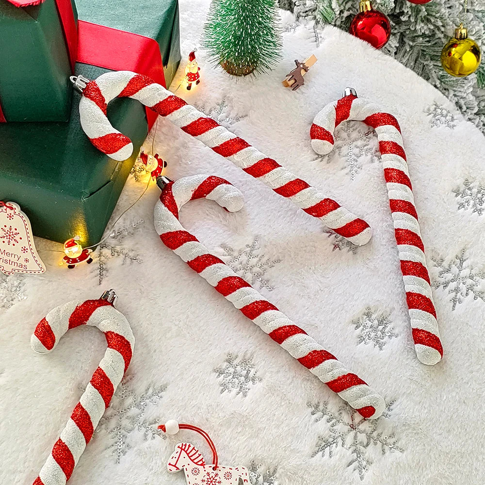 Christmas Decoration Red Christmas Candy Canes Christmas Tree Hanging Pendants Xmas New Year Home Decorations Kids Toys Navidad