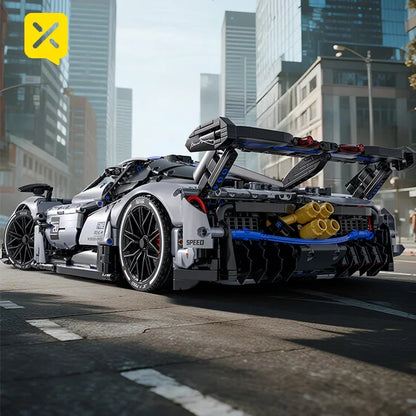 TOYLINX 3526pcs Silver-Blue Technic Racing Sports Car Building Blocks Set 1:8 Scale Super Sports Car Model Ideal Bricks Boy Gift