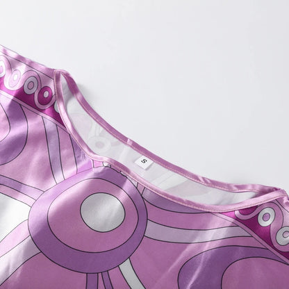 Geometric Print Cape Women's Set Loose Batwing Sleeve Top Flowy Maxi Skirt 2025 Summer Elegant Suit Holiday Fashion Lady Sets