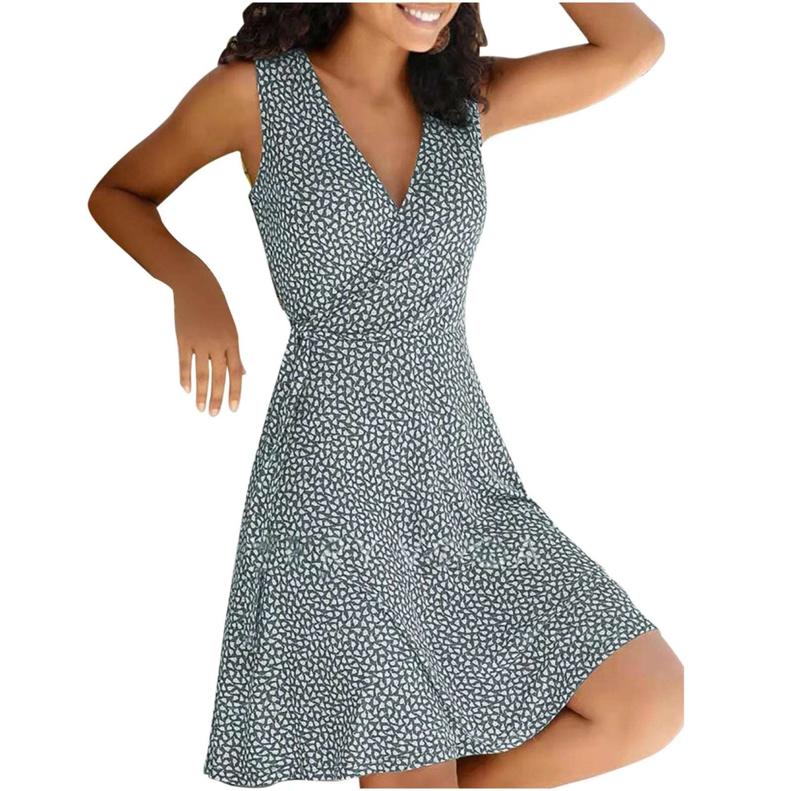 dresses for women 2024 casual plus size Women's Floral Wrap V Neck Midi Dress A Line Swing Cap Sleeve Midi vestidos de fiesta