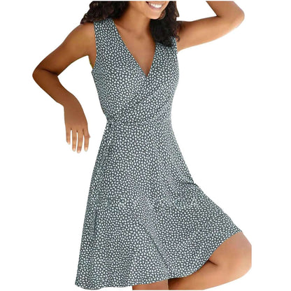 dresses for women 2024 casual plus size Women's Floral Wrap V Neck Midi Dress A Line Swing Cap Sleeve Midi vestidos de fiesta