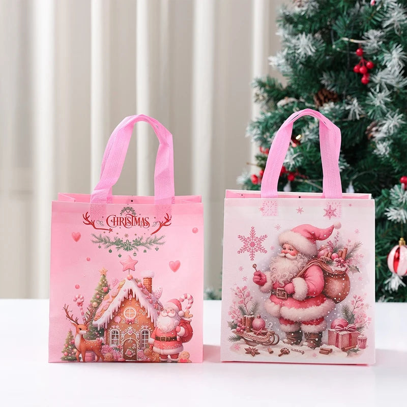 4pcs Christmas Gift Bags Christmas Party Decoration Kids Favors 2025 Xmas Santa Claus Hand Bags Navidad Natal New Year Gift 2026