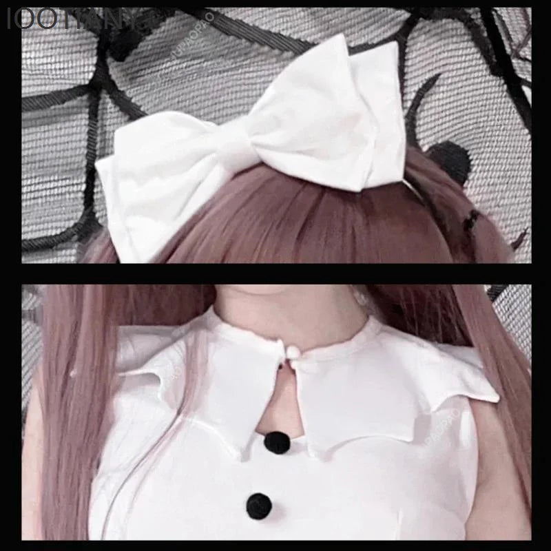 Halloween Maid Costume Cosplay Cute Sexy Costume Black And White Uniform Apron Dress Cute Bow Carnival Stage Performance Costume