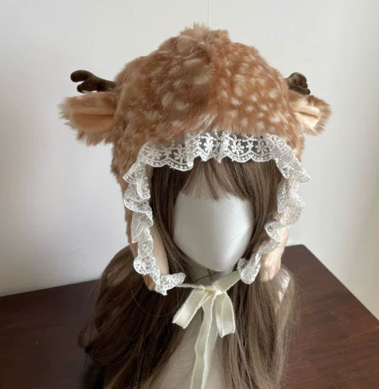 Winter Harajuku Elk Plush Scarf Christmas Gift Padded Warm Scarf Antlers Hairband Cosplay Cute New Year decoration Accessories