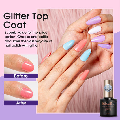 ROSALIND 24PCS Gel Nail Polish Set with Base and Top Coat Soak Off Nail Gel Kit Long Lasting