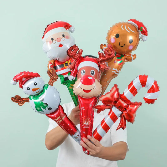 20pcs Merry Christmas Stick Aluminum Film Balloon Decoration Children's Christmas Gift 2026 Balloon