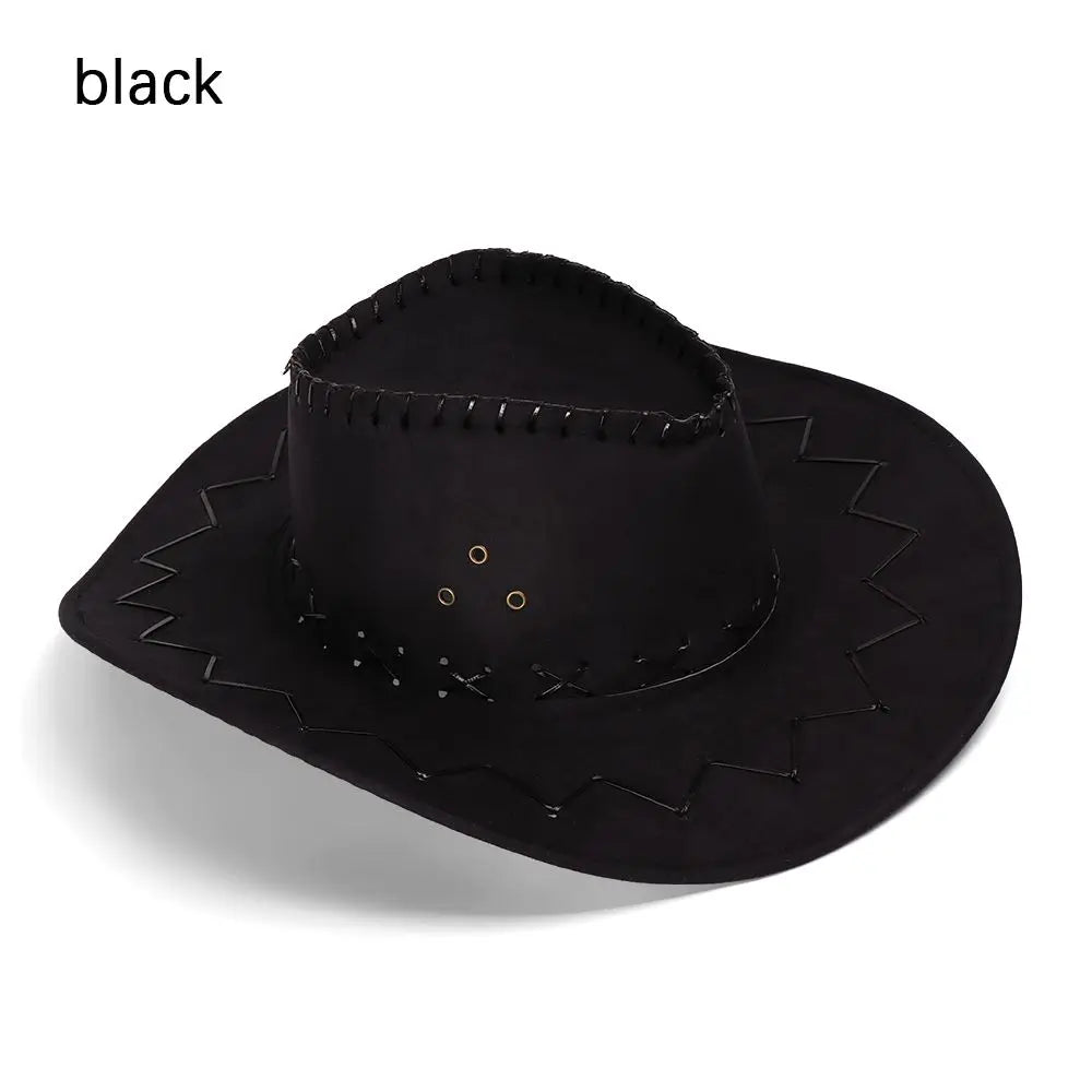Women Men Cowboy Hat Western Suede Cowgirl Hats Fashion West Fancy Dress Party Headwear Unisex Cap