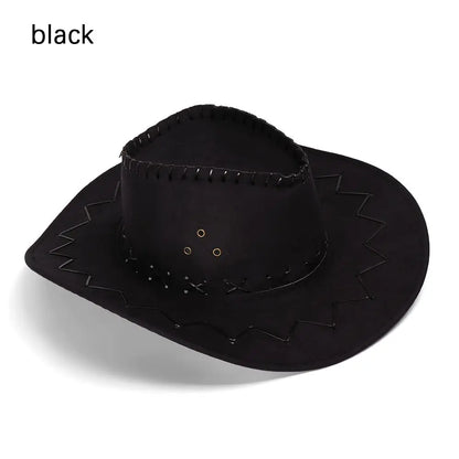 Women Men Cowboy Hat Western Suede Cowgirl Hats Fashion West Fancy Dress Party Headwear Unisex Cap