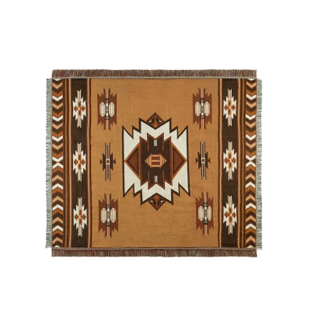 Retro Indian Style Thread Blanket Countryside Geometry Sofa Cobertor Hanging Tapestry Cotton Knitted Sofa Blanket for Bed Travel