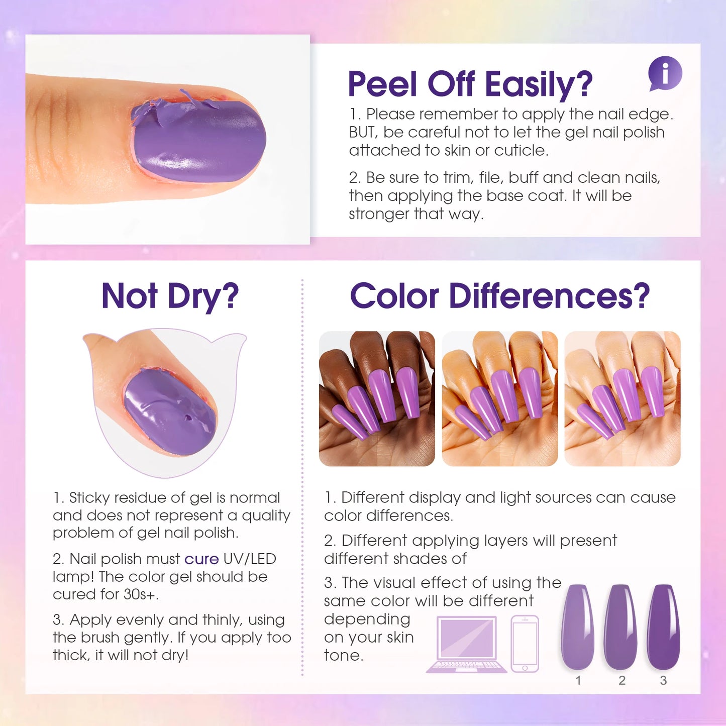 ROSALIND 24PCS Gel Nail Polish Set with Base and Top Coat Soak Off Nail Gel Kit Long Lasting