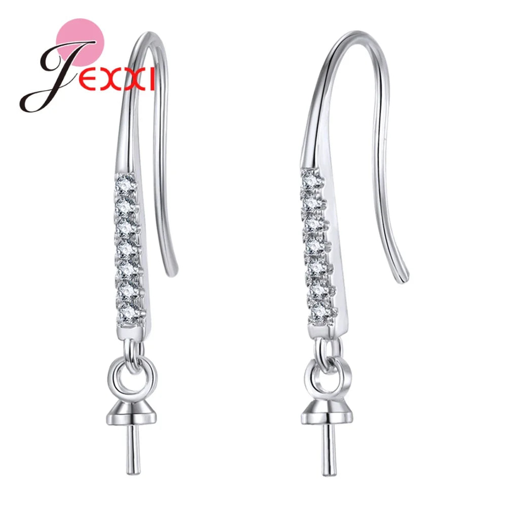 Big Promotion Genuine 925 Stamp Sterling Silver Color Earrings Findings Sparkling Earring Hooks Three Style For Choice Wholesale