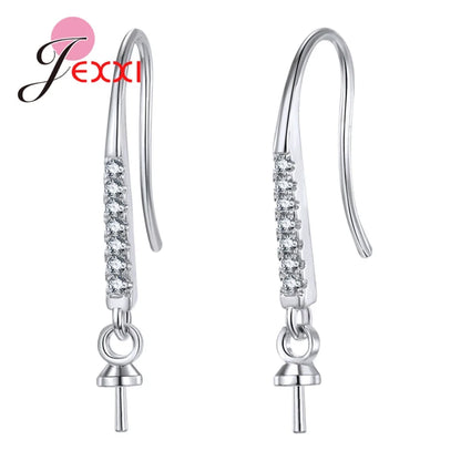 Big Promotion Genuine 925 Stamp Sterling Silver Color Earrings Findings Sparkling Earring Hooks Three Style For Choice Wholesale