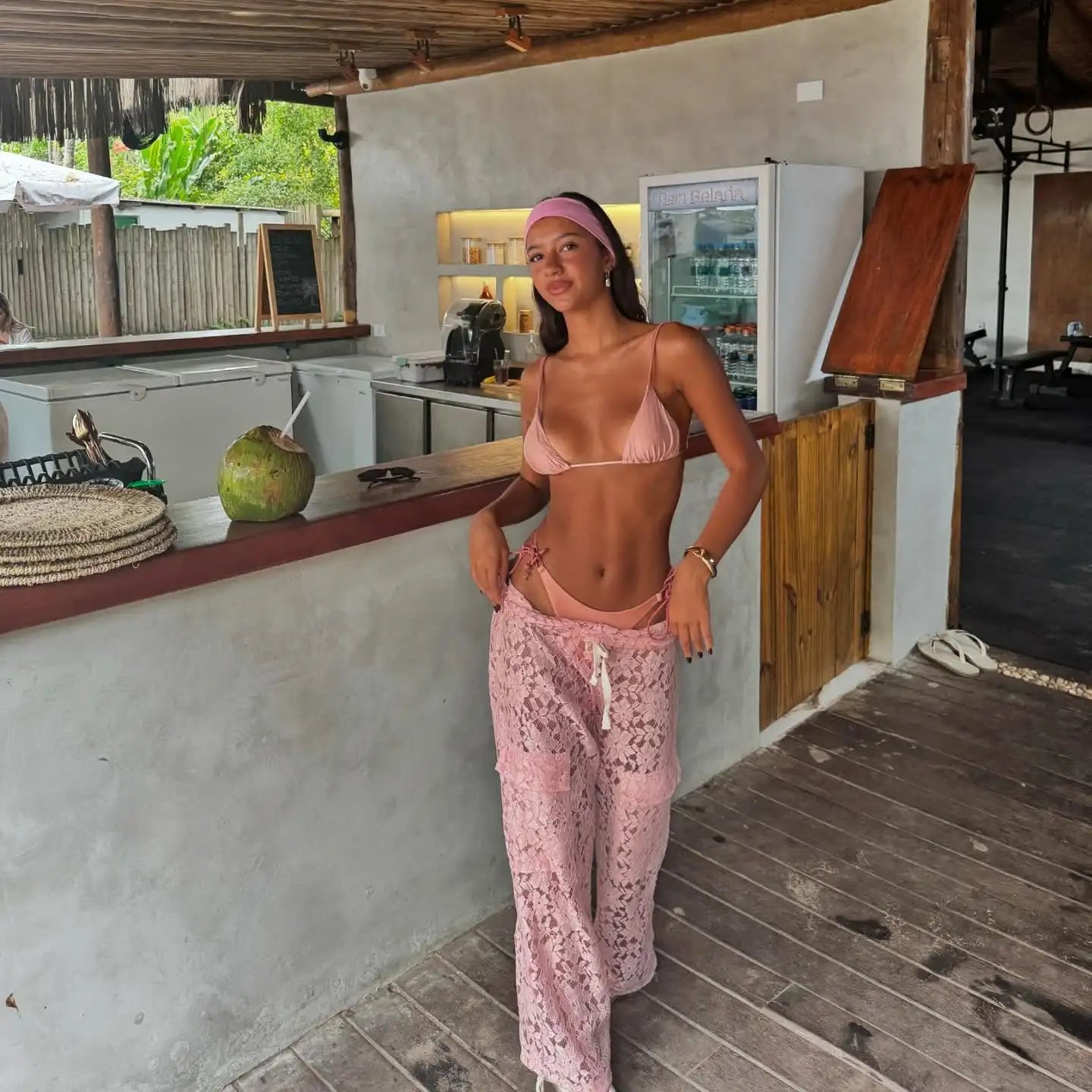 3 Pcs Sexy Bandage Bikini With Pants Wide-Leg Lace Pants Summer Women White Tube Top with Pants Suit Female