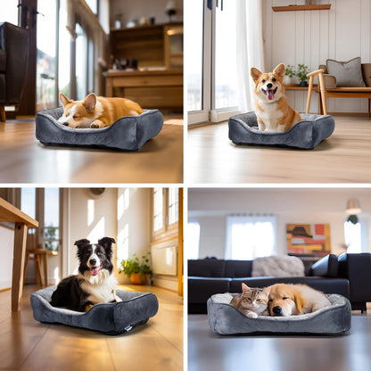 Dog Bed, Washable Dog Bed, Non-slip Medium Dog-Bed with Super Soft Fiber Fill