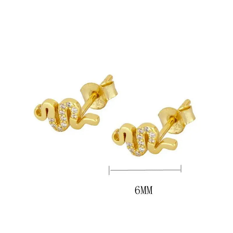 925 Sterling Silver Needle Pave Crystal Snake Type Stud Earrings for Women Simple Cute Animal Earrings Fashion Delicate Jewelry