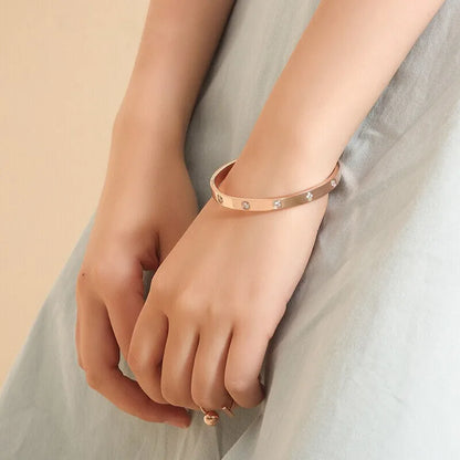 G&DAdvanced Inlai Crystal Stainless Steel Women's Bracelet/Ring Jewelry Golden Resistant To Corrosion set Gift Party Excluse