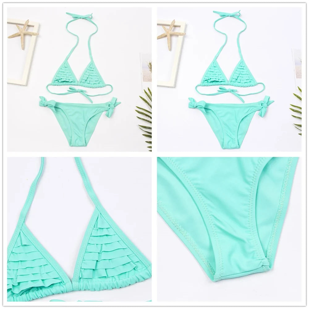 7-14Year Butterfly Print Child Bikini Set 2025 Girls Swimsuit Swimwear For Kids Summer Brazilian Teen Baby Swimming Suit Biquini
