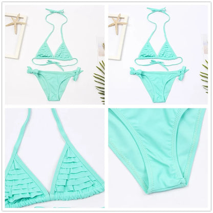 7-14Year Butterfly Print Child Bikini Set 2025 Girls Swimsuit Swimwear For Kids Summer Brazilian Teen Baby Swimming Suit Biquini