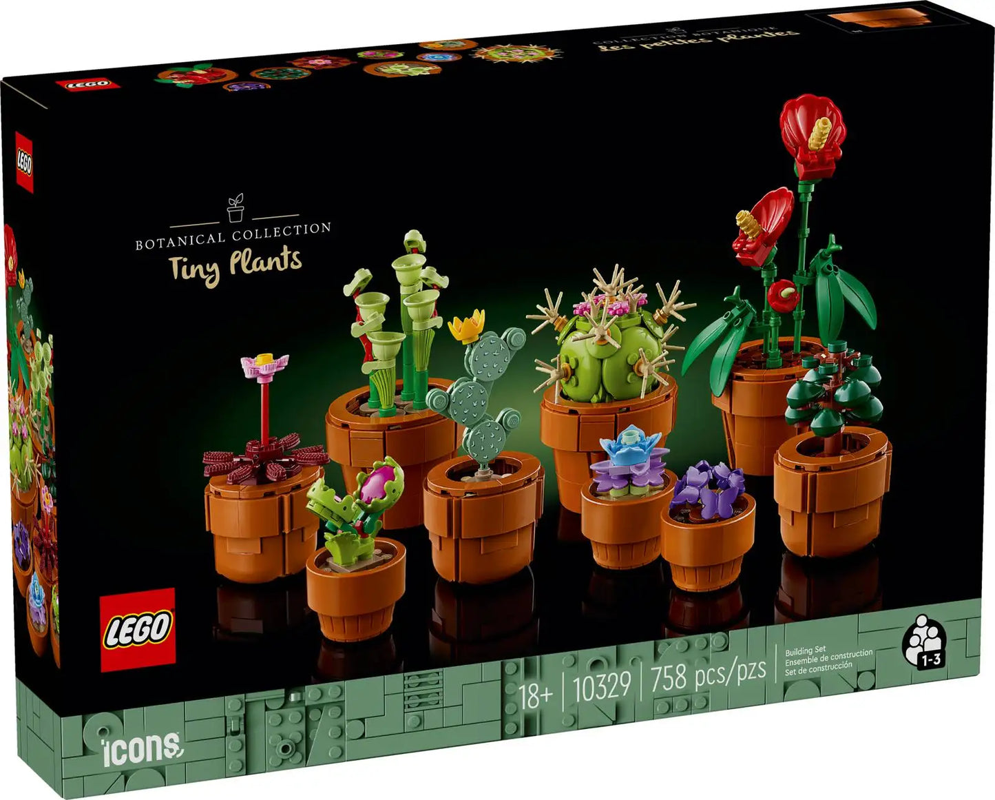 LEGO Icons Tiny Plants Building Set, Cactus Décor Gift for Flower-Lovers, Carnivorous, Tropical and Arid Flora, Botanical 10329