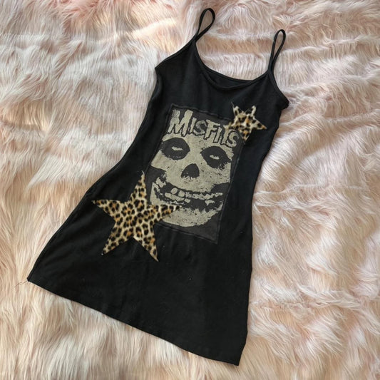 Woman Clothing Gothic Dress Harajuku Party Dresses Graphic Rock Y2k Clothes Black Mini Dress Punk Goth Emo Short Women's Summer