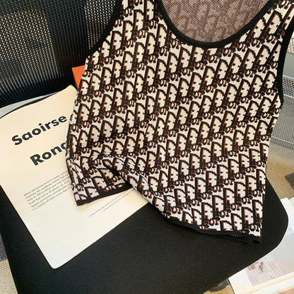 Summer New Bow Outer Wear Spandex Tank Top Strapless Top For Women Fashion Sensibility Niche Knittank Vest