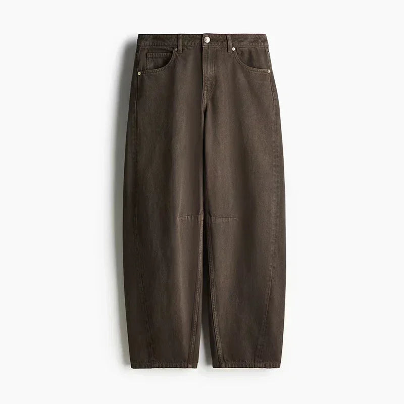 Vintage Solid Denim Jacket Pants Sets Women O-neck Single Breasted Long Sleeve Coat Wide Leg Trousers 2025 Jeans Outfits Street