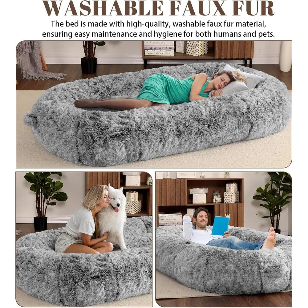 Human Sized Dog Bed for Adult People,71"x43.3"x10" Large Dog Bed for Men and Women, Washable Giant Dog Bed for Pets and Kids,Ant