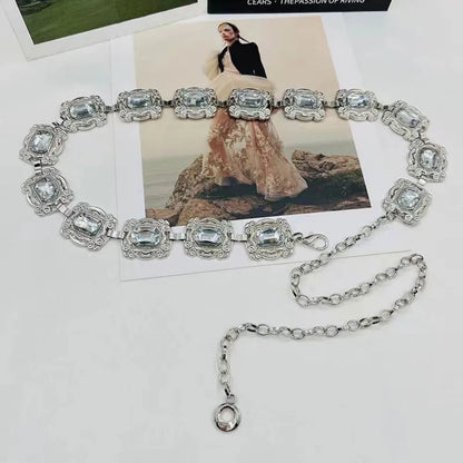 New fashion ladies belt, casual retro ladies belt, versatile acrylic crystal metal chain ladies belt , LR1573