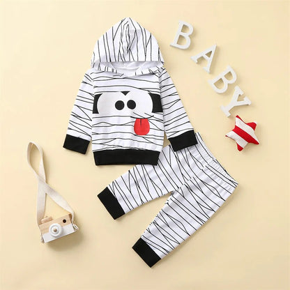 ZAFILLE Kids Toddler Hallloween Costume Striped Outfits Cute Mummy Boys Rompers Halloween Clothes For Baby Chidlren Clothing Set