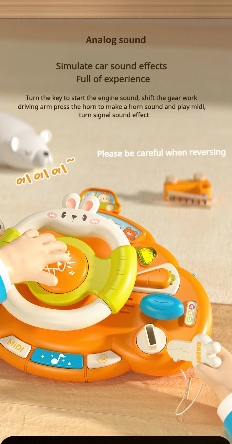 Baby Toy Electric Children's Steering Wheel Simulated Driving Car Steering Wheel LED Vocal Educate Toys Halloween Christmas Gift