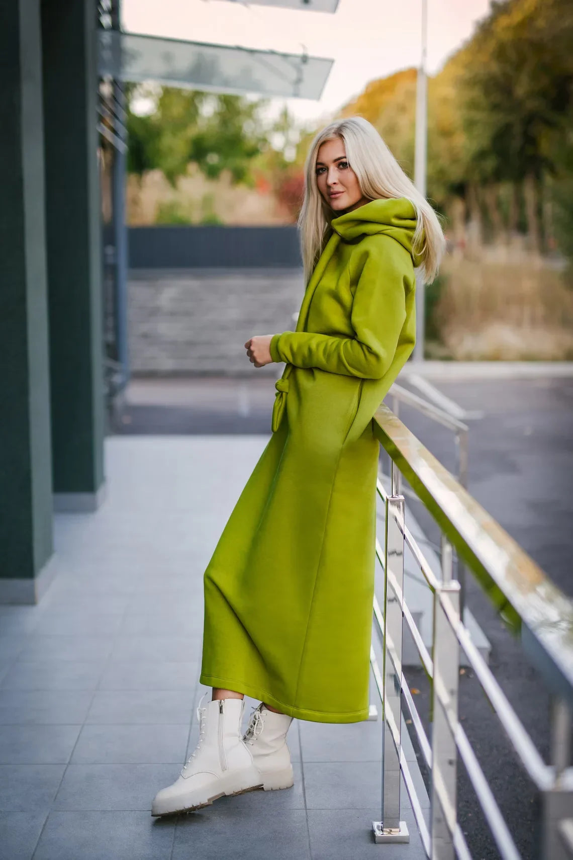 Plus Size Women Fashion Loose Autumn Winter Large Knitted Hooded Long Dress Velvet Hoodie Casual Dress Splicing Warm Dress