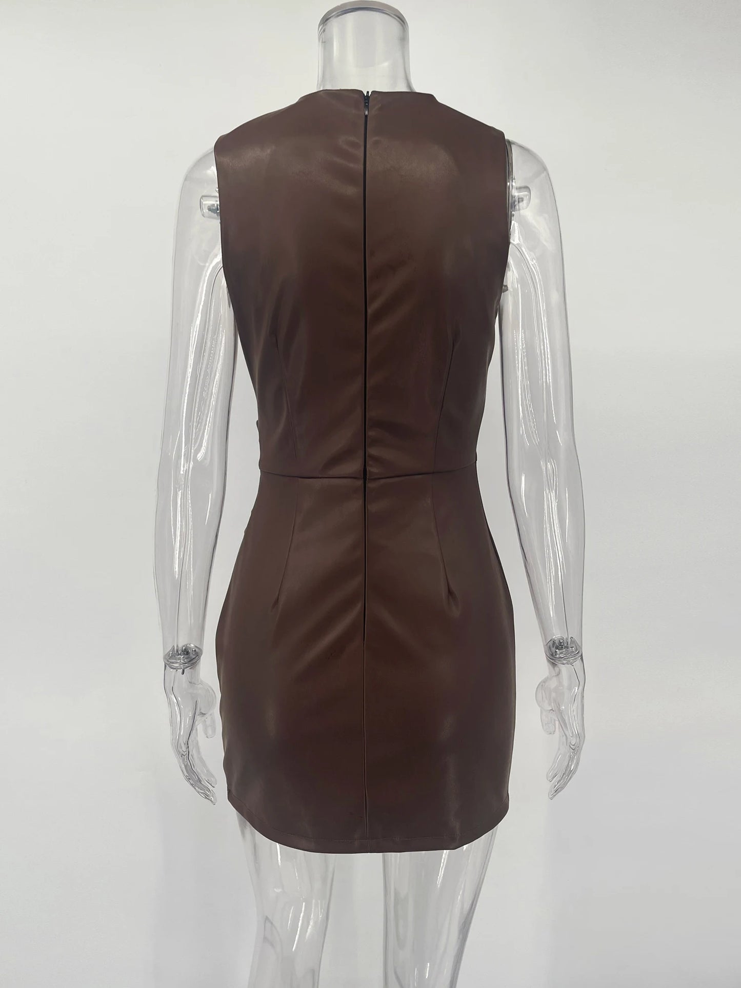 Tossy PU Sexy Fashion Maxi Dress For Women High Waist Sleeveless Slim Patchwork Solid Skinny Streetwear Female Bodycon Dress New