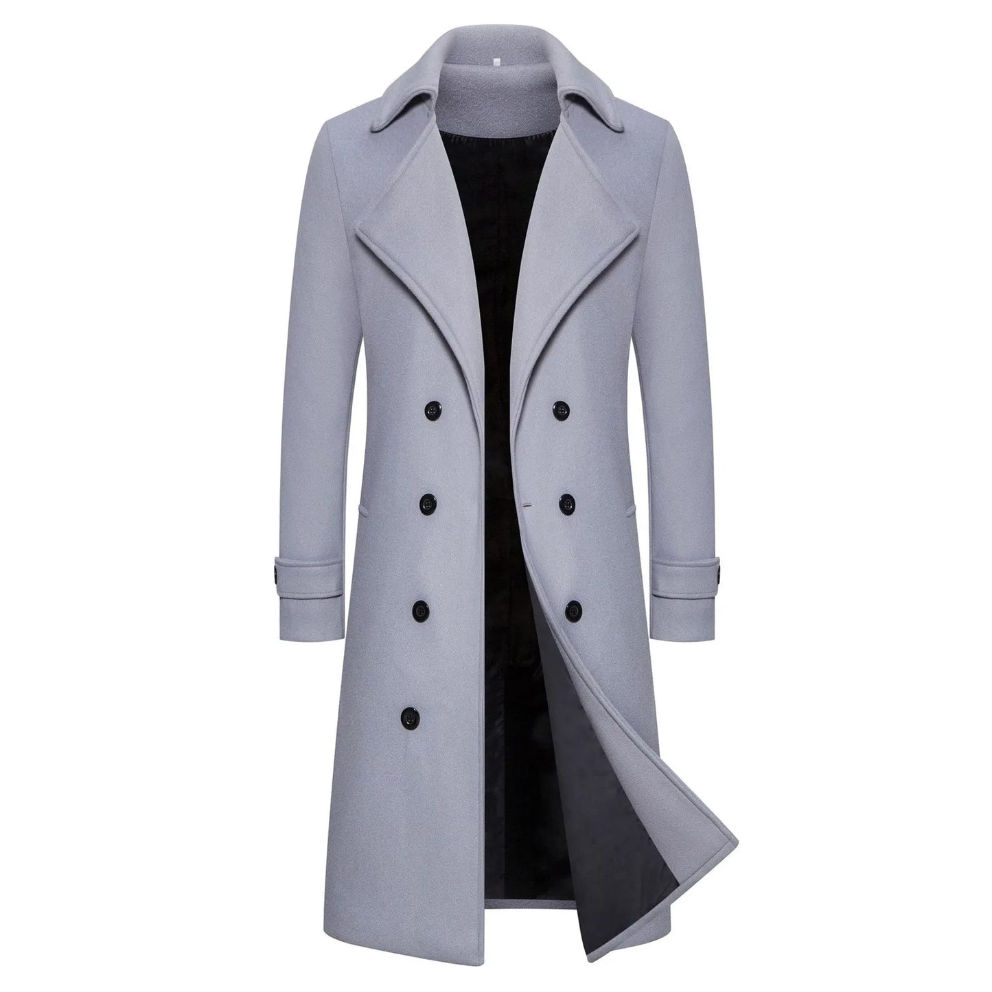 Woolen Warm Men's Double Breasted Overcoat Autumn/Winter Button Long Cardigans Smooths Long Jacket Elegant Trench Coat For Men